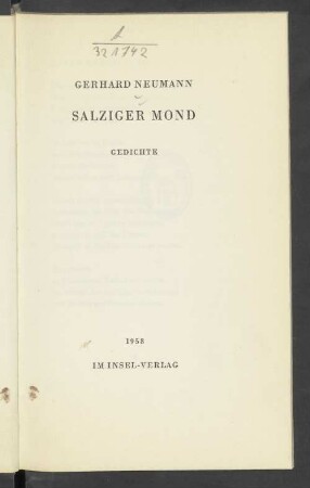 Salziger Mond : Gedichte