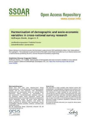 Harmonisation of demographic and socio-economic variables in cross-national survey research