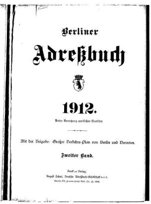 Berliner Adreßbuch 1912 Zweiter Band