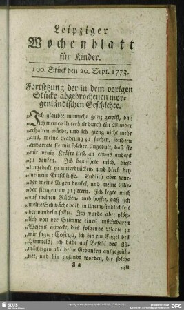 100. Stück den 20. Sept. 1773
