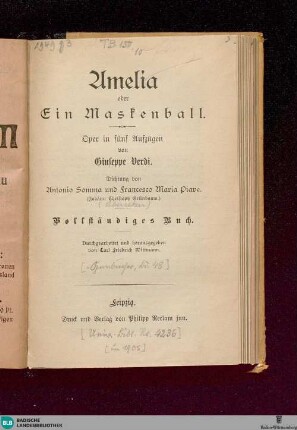 Amelia oder Ein Maskenball