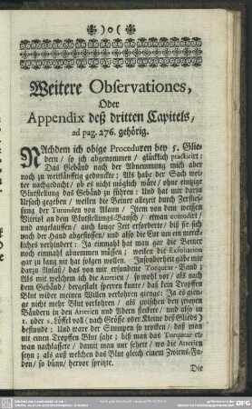 Weitere Observationes, Oder Appendix deß dritten Capitels ...