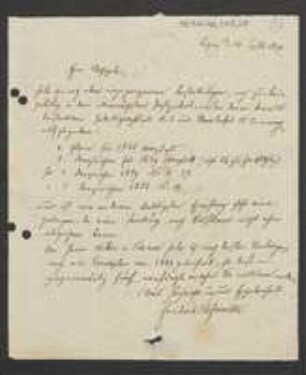 Brief von Friedrich Hofmeister an August Emanuel Fürnrohr