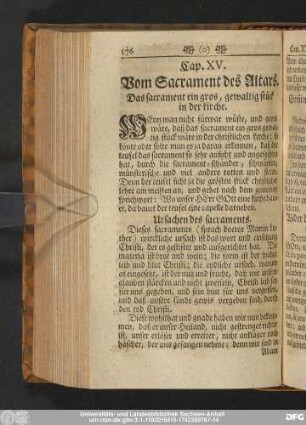 Cap. XV. Vom Sacrament des Altars.