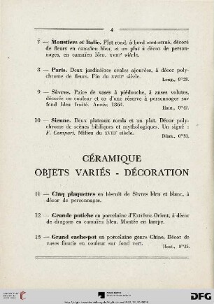 Céramique - Objets variés - Décoration (Nr. 11-21)