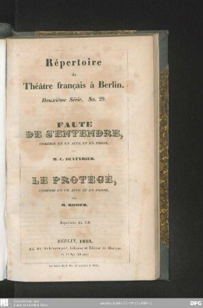 Faute de s'entendre : comédie en un acte et en prose