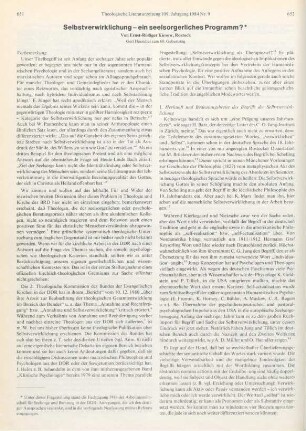 651-660 Selbstverwirklichung - ein seelsorgerliches Programm?