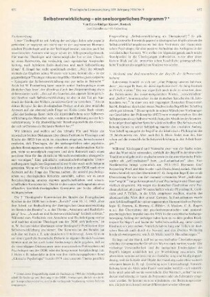 651-660 Selbstverwirklichung - ein seelsorgerliches Programm?