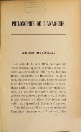 Philosophie de l'anarchie (1888 - 1897)