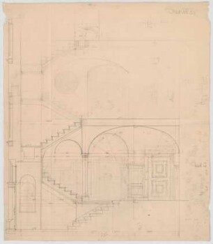 Thiersch, Friedrich von; München, Georgenstr. 16; Haus Thiersch - Treppenhaus (Schnitt)