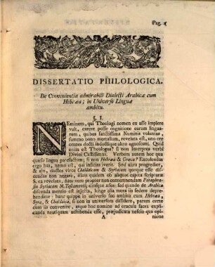 Dissertatio philologica de convenientia admirabili dialecti arabicae cum hebraea, in universo linguae ambitu
