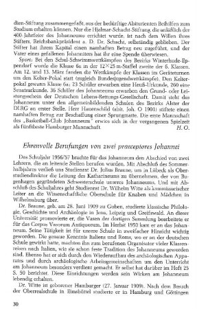 Ehrenvolle Berufung von zwei praeceptores Johannei