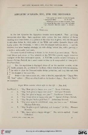 30: Amuletic scarabs, etc., for the deceased
