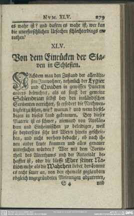 XLV. Von dem Einrücken der Slaven in Schlesien