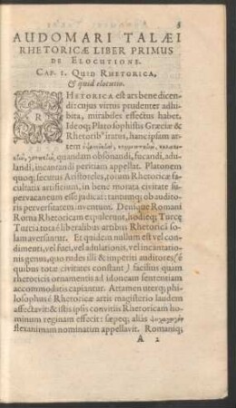 Cap. 1. Quid Rhetorica, & quid elocutio.