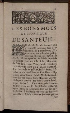 Les Bons Mots de Monsieur de Santeuil.