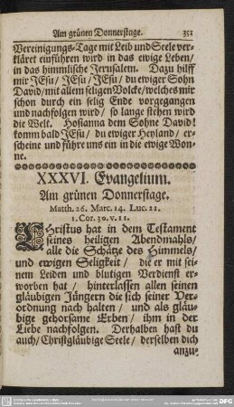 XXXVI. Evangelium. Am grünen Donnerstage