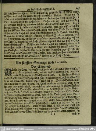 Am fünfften Sonntage nach Trinitatis