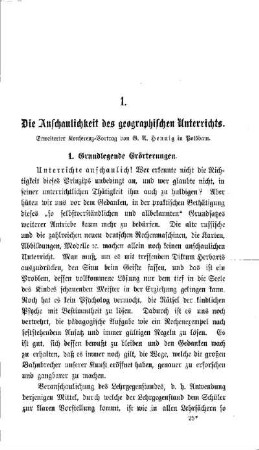 Die Anschaulichkeit des geographischen Unterrichts : erweiterter Konferenz-Vortrag von G. A. Hennig in Potsdam