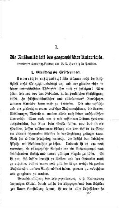 Die Anschaulichkeit des geographischen Unterrichts : erweiterter Konferenz-Vortrag von G. A. Hennig in Potsdam