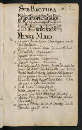 Sommerhalbjahr 1624. Rektorat Christoph Besold