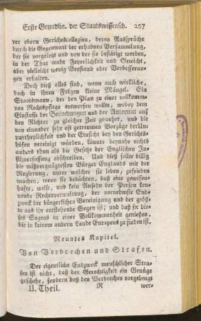 Neuntes Kapitel. Von Verbrechen und Strafen