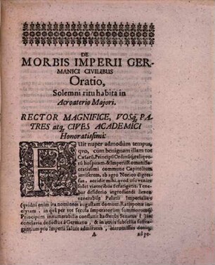 Georgi Casparis Kirchmajeri ... Dissertatio Gemina De Morbis Imperii German. Et Juventutis Academic. Civilibus