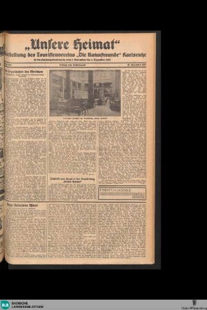 Der Volksfreund : Tageszeitung für das werktätige Volk Mittelbadens, "Unsere Heimat"