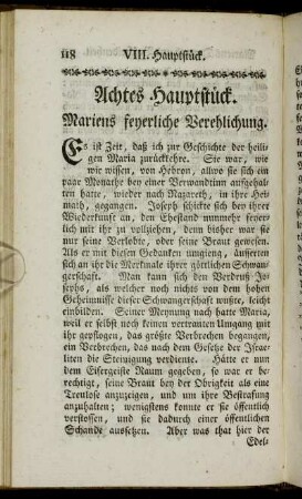 Achtes Hauptstück. Mariens feyerliche Verehlichung.