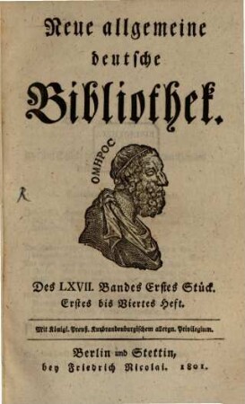 Neue allgemeine deutsche Bibliothek. 67. 1801