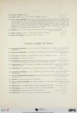 Arbeiten in Kupfer und Bronze (Nr. 1226-1265)