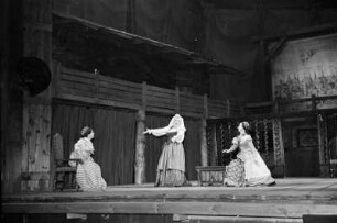 Szenenbilder aus "Falstaff" von G. Verdi mit H. Reinmar, S. Schöner, D. Eustrati, I. Armgart, R. Peters, Komische Oper 1952