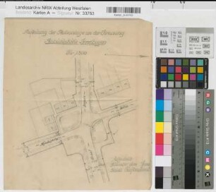 Münster (Münster) Platzanlage der Kreuzung Habichtshöhe-Inselbogen 1928 1 : 500 35,5 x 30,5 Zeichnung Wohnungsgesellschaft Münsterland