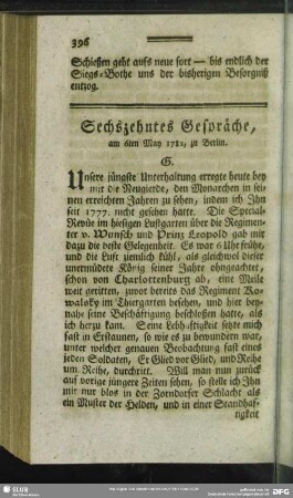 Sechszehntes Gespräche, am 6ten May 1782, zu Berlin