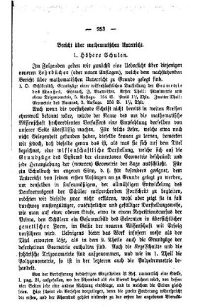 Bericht über mathematischen Unterricht