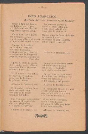 Inno anarchico : (Sull'aria dell'inno francese "Anti-patriota")