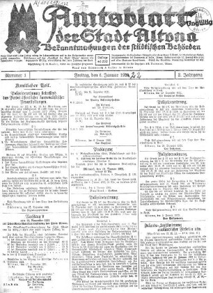Nummer 1 : Freitag, den 6. Januar 1922