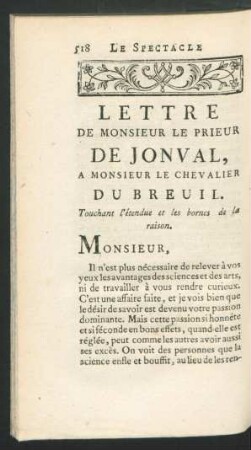 Lettre de Monsieur le Prieur de Jonval [...]