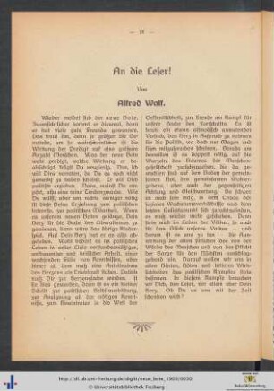 An die Leser.