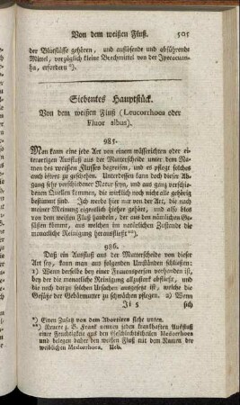 Siebentes Hauptstück. Von dem weißen Fluß (Leucorrhoea oder Fluor albus).