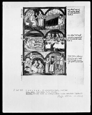 Psalterium mit Kalendarium — Bildseite mit der Geschichte von Esther, Folio 110recto