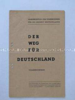 Sonderdruck des KPD mit einer Rede-Disposition zum Volksbegehren für die Einheit Deutschlands