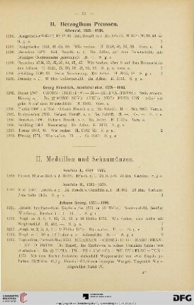 II. Medaillen und Schaumünzen (Nr. 1209-1614)