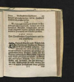 Caput XXXIV. Von Dienstbothen/ Tagelöhnern und deren Besoldung.