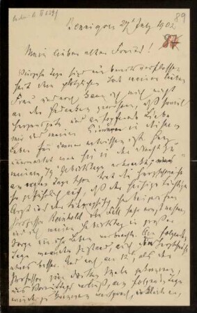 89: Brief von Rudolf von Bennigsen an Gottlieb Planck, Bennigsen, 27.7.1902