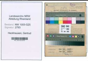Entnazifizierung Gertrud Heckhausen , geb. 31.10.1883 (Kauffrau)