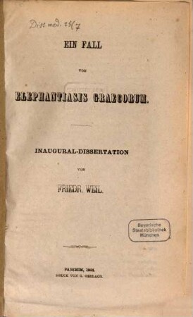 Ein Fall von Elephantiasis Graecorum