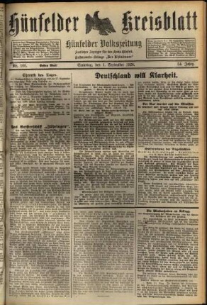 Erste Ausgabe vom Samstag, den 01. September 1928.
