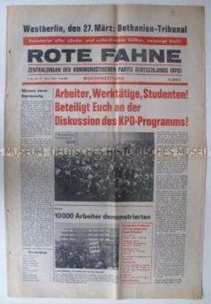 Linksradikale Wochenzeitung "ROTE FAHNE" u.a. zur Programmdiskussion der KPD