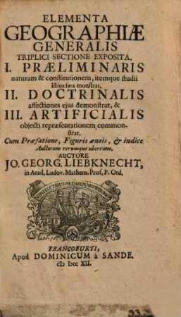Elementa geographiae generalis : Triplici sectione exposita